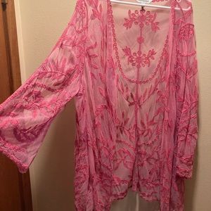 Lace pink kimono